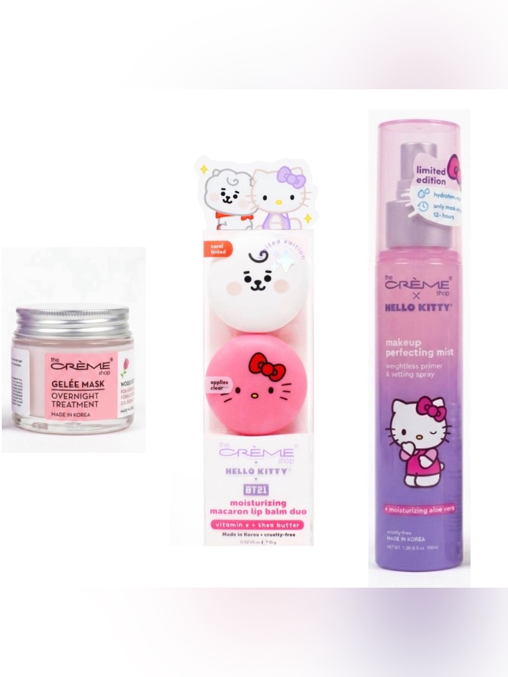 Crème x Hello Kitty Makeup Perfecting Mist, Mask & Macaron Lip Duo